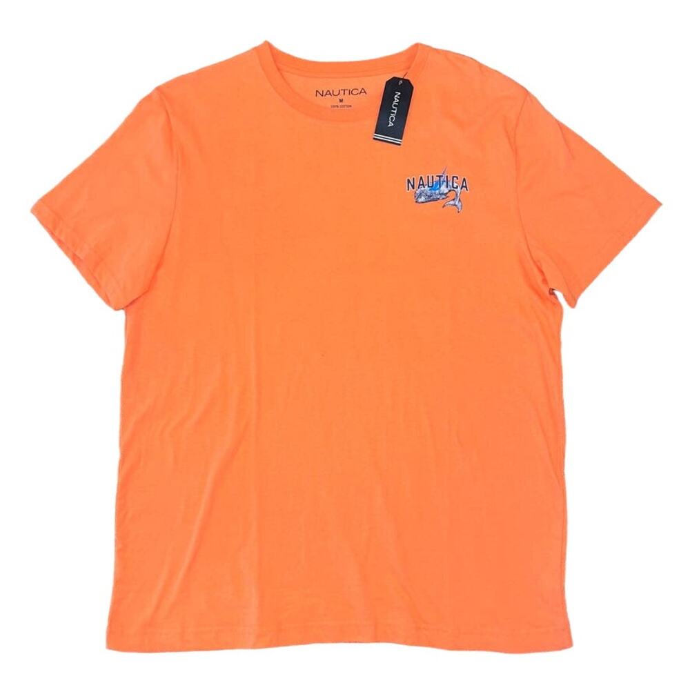 NWT Nautica Men's Peach/Orange Whale Ale Graphic Short Sleeve T-Shirt - SIZE M